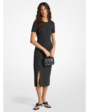 Michael Kors Studded Scuba Midi Dress - Black