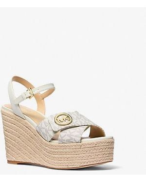 Michael Kors Hannah Signature Logo Wedge Sandal - Natural