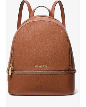 Michael Kors Outlet Mkmochila Rhea Mediana De Piel Granulada - Marrón