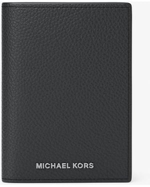 Michael Kors Hudson Pebbled Leather Folio Card Case - White