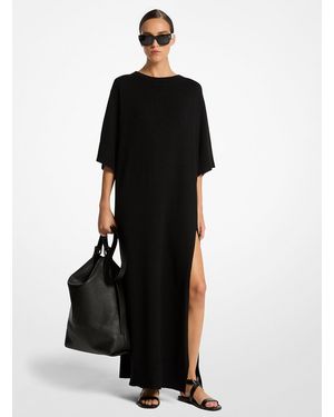 Michael Kors Mkcaftán De Lino Y Cachemir Con Abertura - Negro