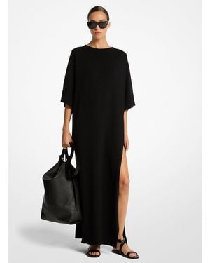 Michael Kors Mkcaftán De Lino Y Cachemir Con Abertura - Negro