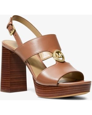 MICHAEL Michael Kors Mk Erin Leather Platform Sandal - Brown