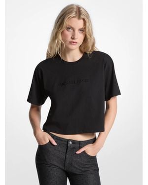 MICHAEL Michael Kors Mk Logo Studded Cotton Jersey T-Shirt - Black