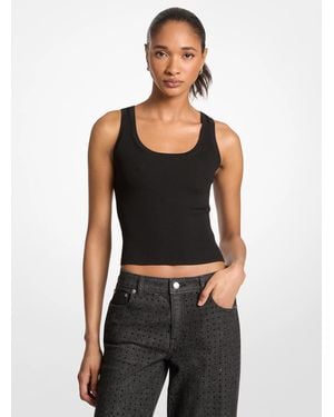 Michael Kors Ribbed Viscose Tank Top - Black