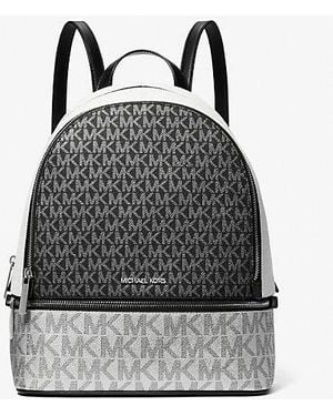 Michael Kors Rhea Medium Metallic Signature Logo Backpack - Black