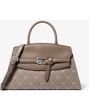 Michael Kors Greta Medium Signature Logo Satchel - Natural