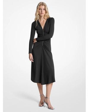 Michael Kors Ruched Stretch Matte Jersey Dress - Black