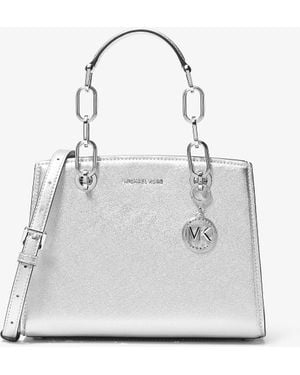 MICHAEL Michael Kors Mk Cynthia Small Metallic Leather Crossbody Bag - White