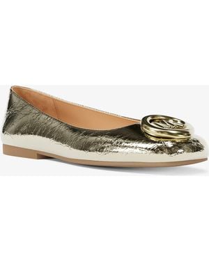 MICHAEL Michael Kors Mk Milan Crackled Metallic Leather Ballet Flat - White