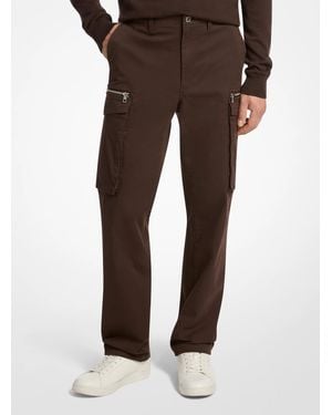 Michael Kors Mk Stretch Cotton Zip Cargo Trousers - Brown