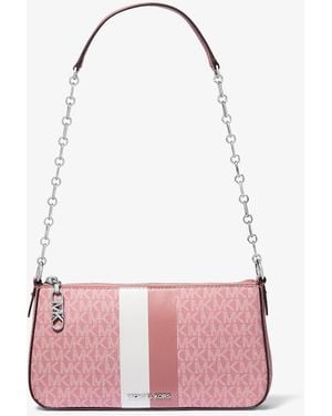 MICHAEL Michael Kors Mk Pochette Media Con Righe, Catena E Logo Empire - Rosa