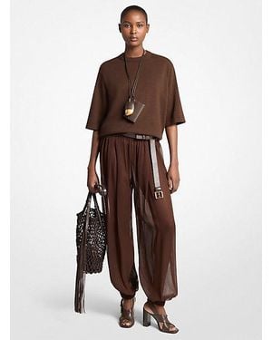 Michael Kors Silk Voile Sarouel Pants - Brown