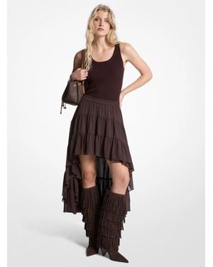 MICHAEL Michael Kors Mk Georgette Tiered Skirt - Brown