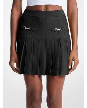 Michael Kors Pleated Cotton Blend Mini Skirt - Black