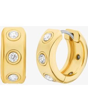 Michael Kors Pavé Logo Huggie Earrings - White