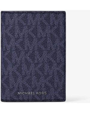 Michael Kors Mk Hudson Signature Logo Folio Card Case - Blue