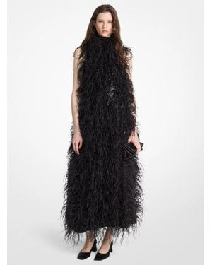 Michael Kors Michael Kors Embroidered Crepe Jersey Gown - Black