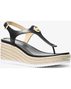 MICHAEL Michael Kors Val Leather Thong Wedge Sandal - White