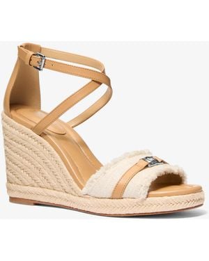 Michael Kors Mandy Linen Wedge Sandal - Natural