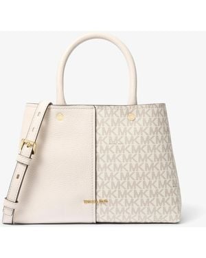 MICHAEL Michael Kors Flora Medium Signature Logo And Leather Satchel - Orange