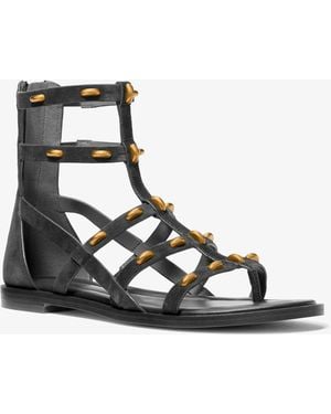 MICHAEL Michael Kors Michael Kors Noa Studded Suede Gladiator Sandal - White
