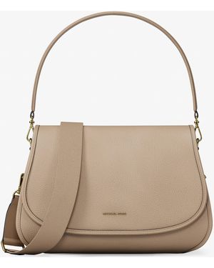 Michael Kors Holmes Medium Pebbled Leather Convertible Messenger Bag - Natural
