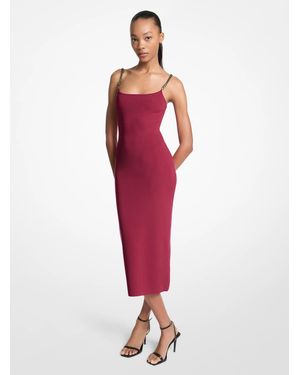 MICHAEL Michael Kors Mk Embellished Viscose Blend Midi Dress - Red