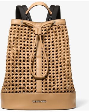 Michael Kors Mk Whitley Medium Hand-Woven Backpack - Natural
