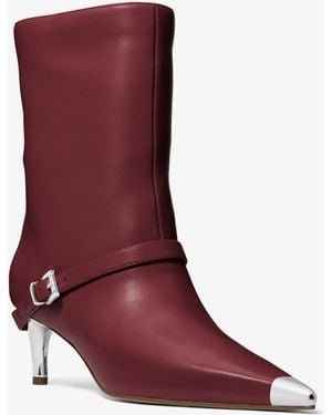 MICHAEL Michael Kors Michael Kors Kasia Leather Buckle Boot - Red