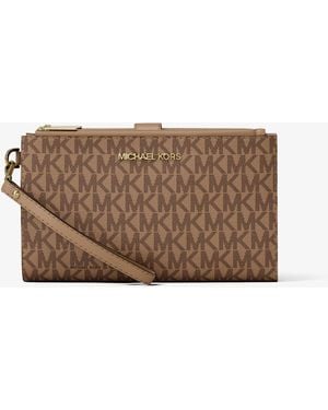Michael Kors Jet Set Large Signature Logo Wristlet - Brown