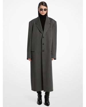 Michael Kors Covert Twill Wool Slouch Coat - Gray