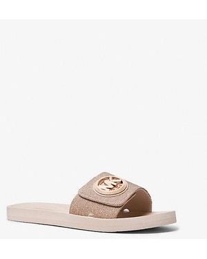 MICHAEL Michael Kors Mk Glitter Chain-Mesh Slide Sandal - Pink