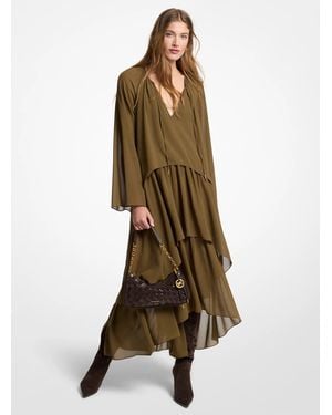 MICHAEL Michael Kors Michael Kors Ruffled Georgette High-Low Maxi Dress - Natural