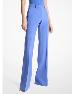 Michael Kors Haylee Pebble Crepe Wool & Silk-Blend Pant - Blue