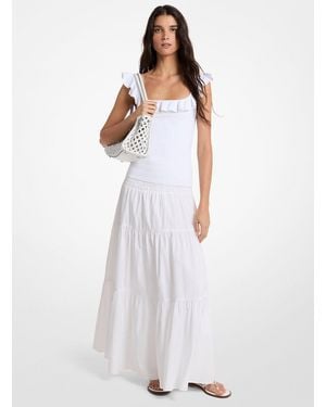 Michael Kors Mkfalda Maxi Fruncida De Popelina De Algodón - Blanco