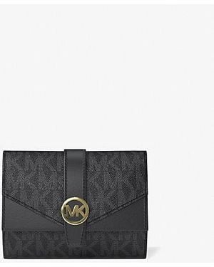 Michael Kors Greenwich Medium Signature Logo Trifold Wallet - Gray