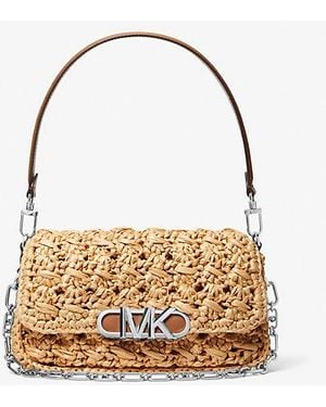 MICHAEL Michael Kors Mk Parker Medium Woven Straw Shoulder Bag - Metallic