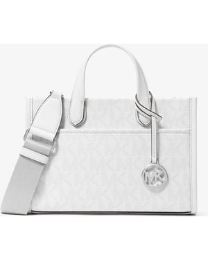 Michael Kors Outlet Mk Gigi Small Signature Logo Small Tote Bag - White