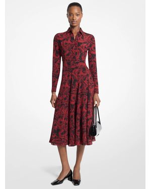 Michael Kors Michael Kors Floral Print Crepe De Chine Shirtdress - Red
