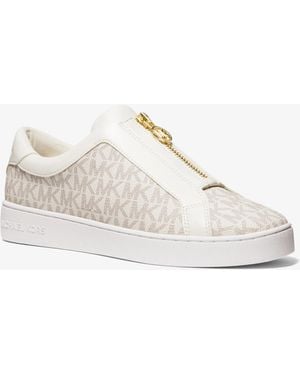 MICHAEL Michael Kors Mk Keaton Signature Logo Zip-Up Trainers - White