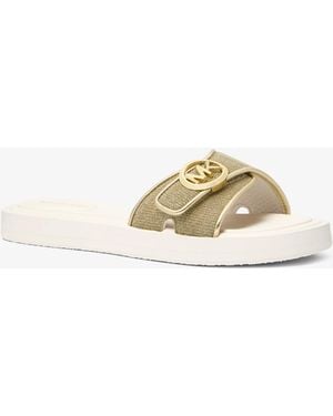 Michael Kors Glitter Chain Mesh Logo Slide Sandal - Metallic