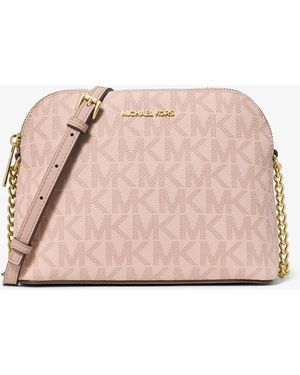 Michael Kors Outlet Mk Cindy Signature Logo Dome Crossbody Bag - Pink