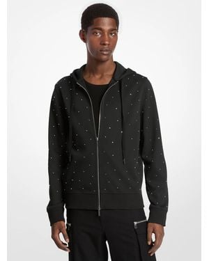 Michael Kors Mk Studded Cotton Blend Hoodie - Black