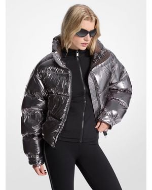 MICHAEL Michael Kors Metallic Nylon Ciré Puffer Jacket - Grey