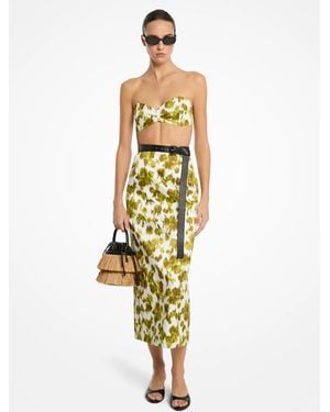 Michael Kors Mk Floral Chiné Satin Duchesse Skirt - Metallic