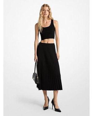 Michael Kors Ribbed Stretch Knit Midi Skirt - Black