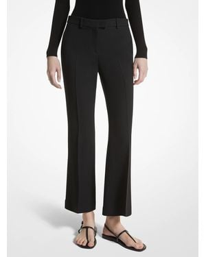 Michael Kors Mk Haylee Double Crepe Sablé Cropped Flared Trousers - Black
