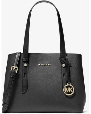 Michael Kors Outlet Mk Mel Small Saffiano Leather Tote Bag - Black