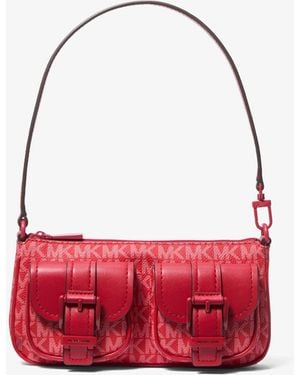 MICHAEL Michael Kors Mk Zoe Small Signature Logo Convertible Pochette - Red